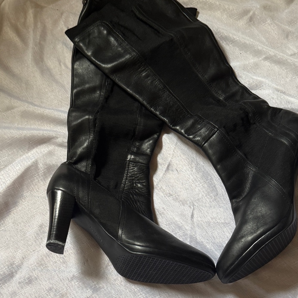 Tahari Black leather Knee-High Boots, NWOT